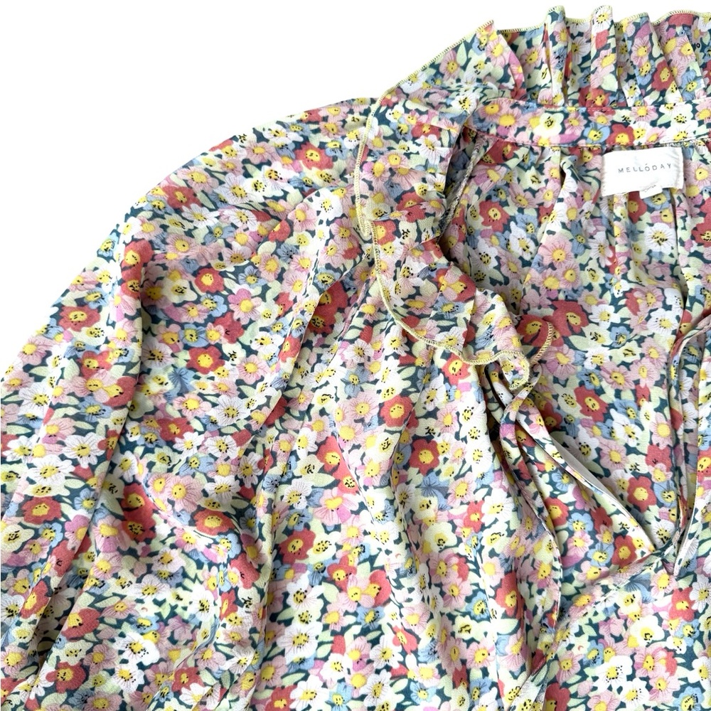 MELLODAY Multicolor Floral Ruffle Top - Picture 13 of 14